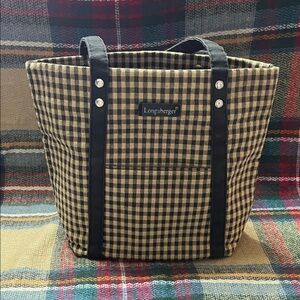 Longaberger Checkered Tote in Black and Tan